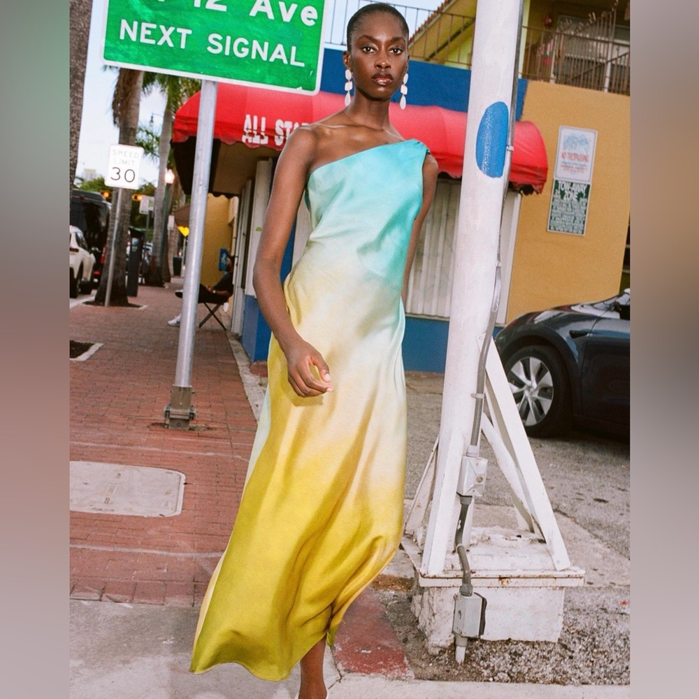 Zara Satin Tie Dye Dress